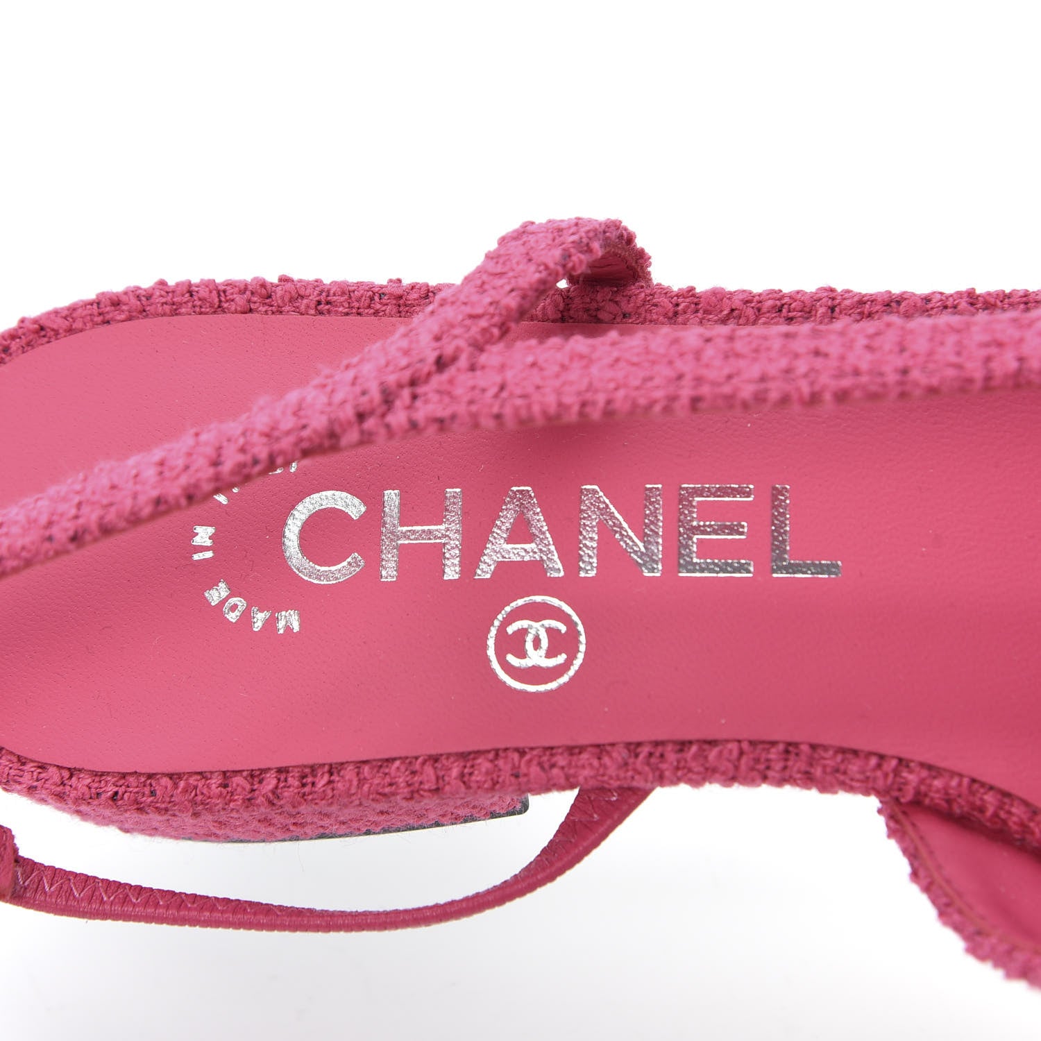 Chanel Tweed Cap Toe CC Slingback Flat 36 Pink 7 of 9