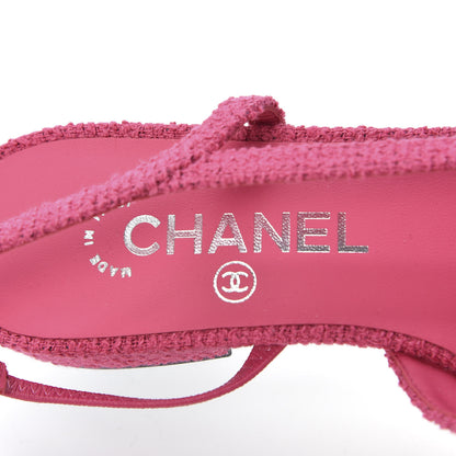 Chanel Tweed Cap Toe CC Slingback Flat 36 Pink 7 of 9