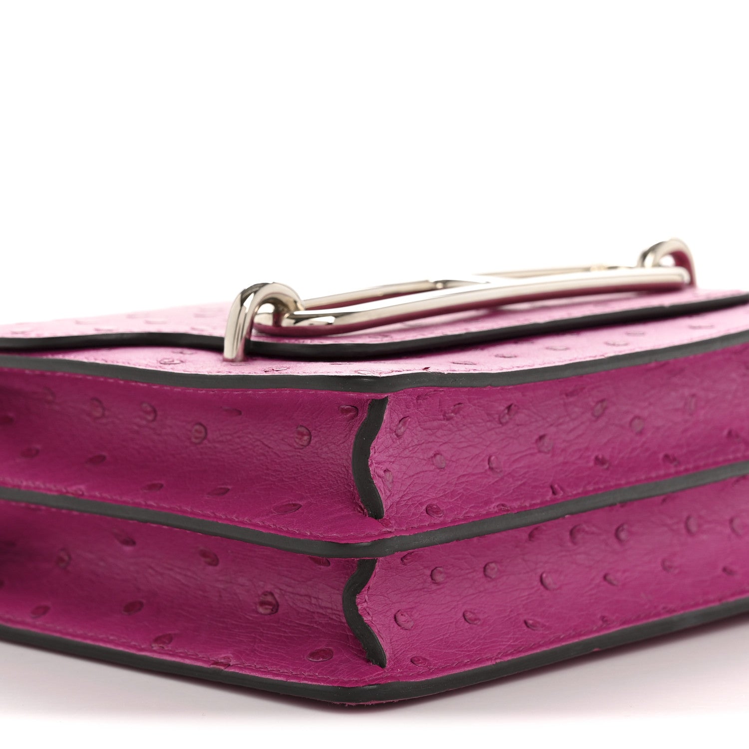 Hermes Ostrich Mini Sac Roulis Rose Pourpre 9 of 14