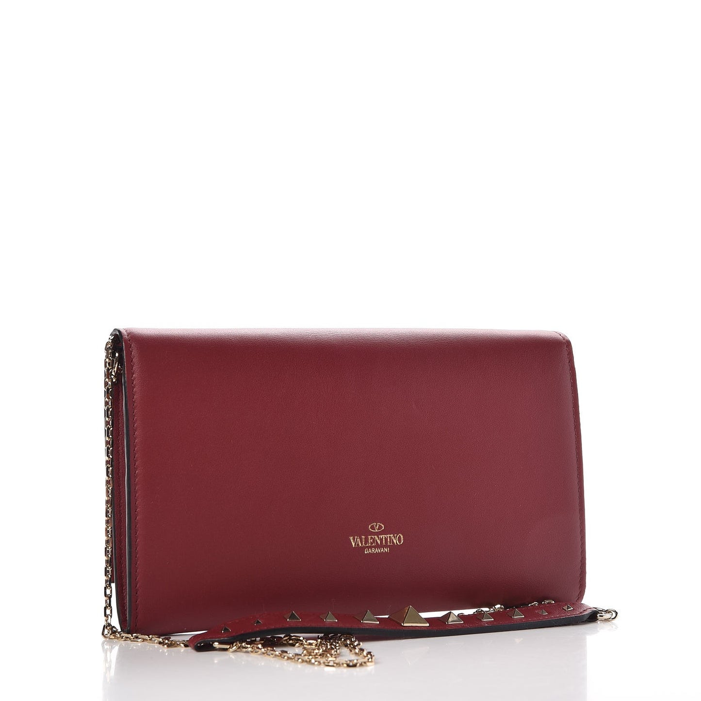 Vitello Rockstud Crossbody Wallet On Chain Rubino
