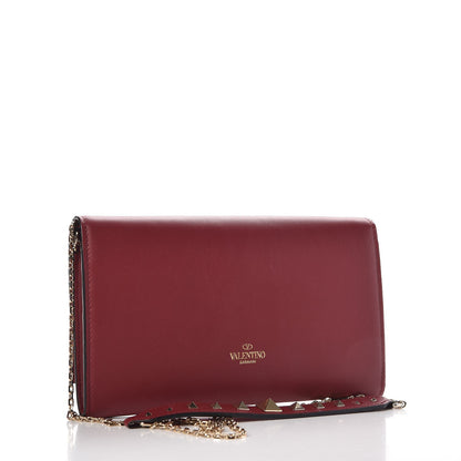 Valentino Garavani Vitello Rockstud Crossbody Wallet On Chain Rubino 3 of 8