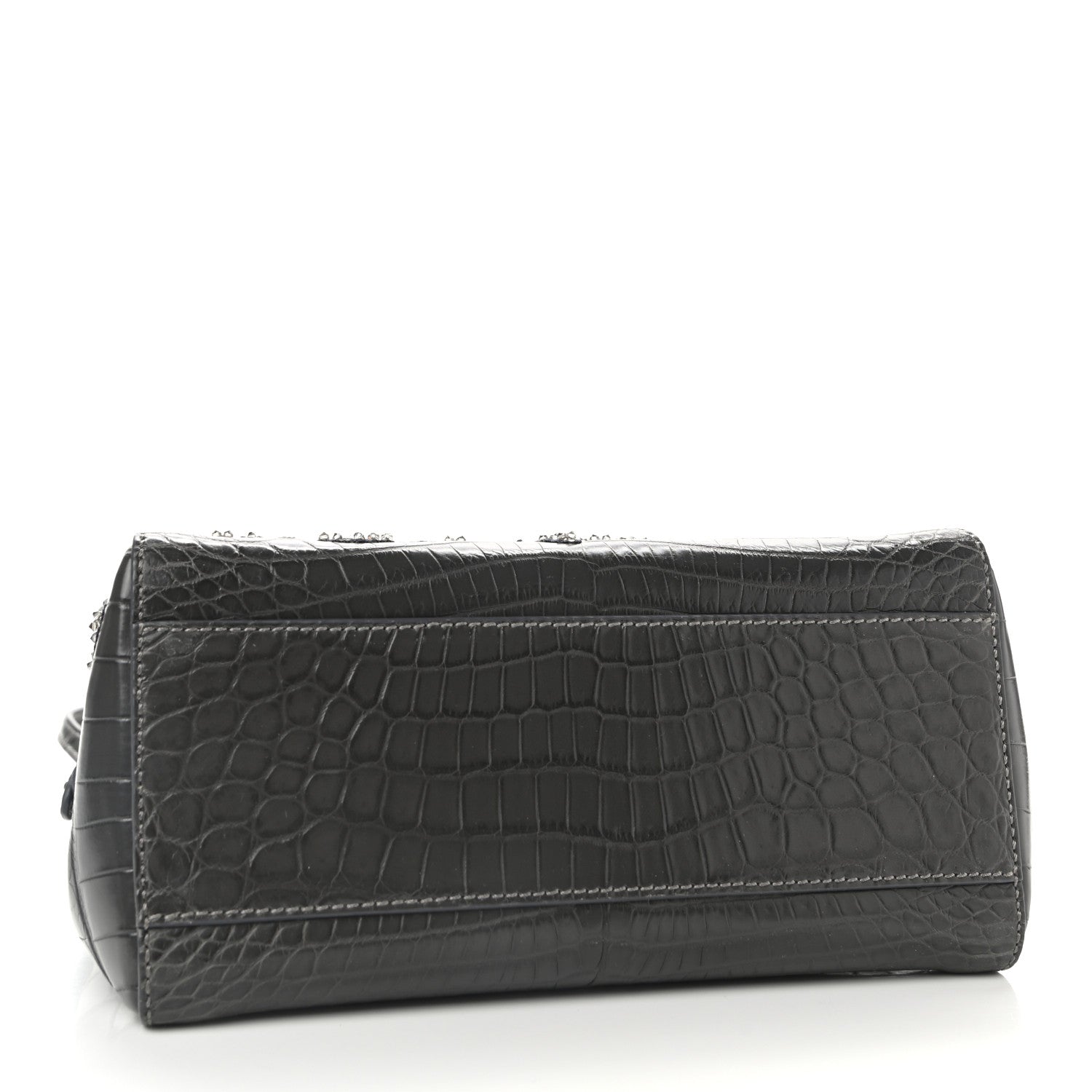 Fendi Crocodile Embroidered Mini Peekaboo Iconic Satchel Grey