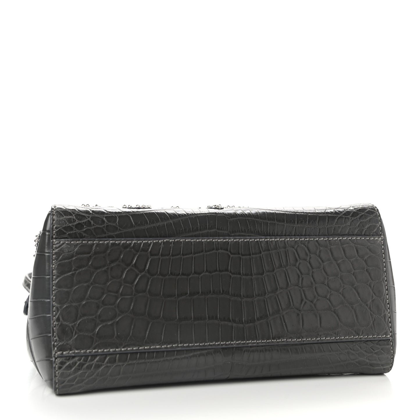 Crocodile Embroidered Mini Peekaboo Iconic Satchel Grey