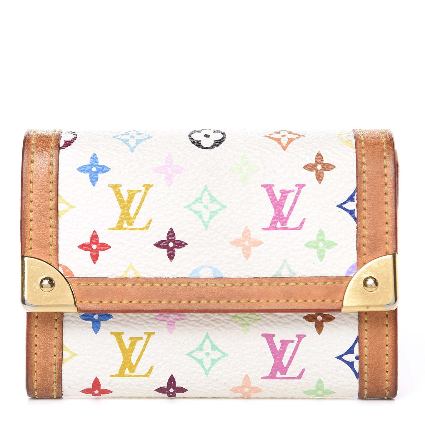 Monogram Multicolor Porte-Monnaie Plat Coin Purse White