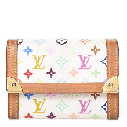 Louis Vuitton Monogram Multicolor Porte-Monnaie Plat Coin Purse White 1 of 11