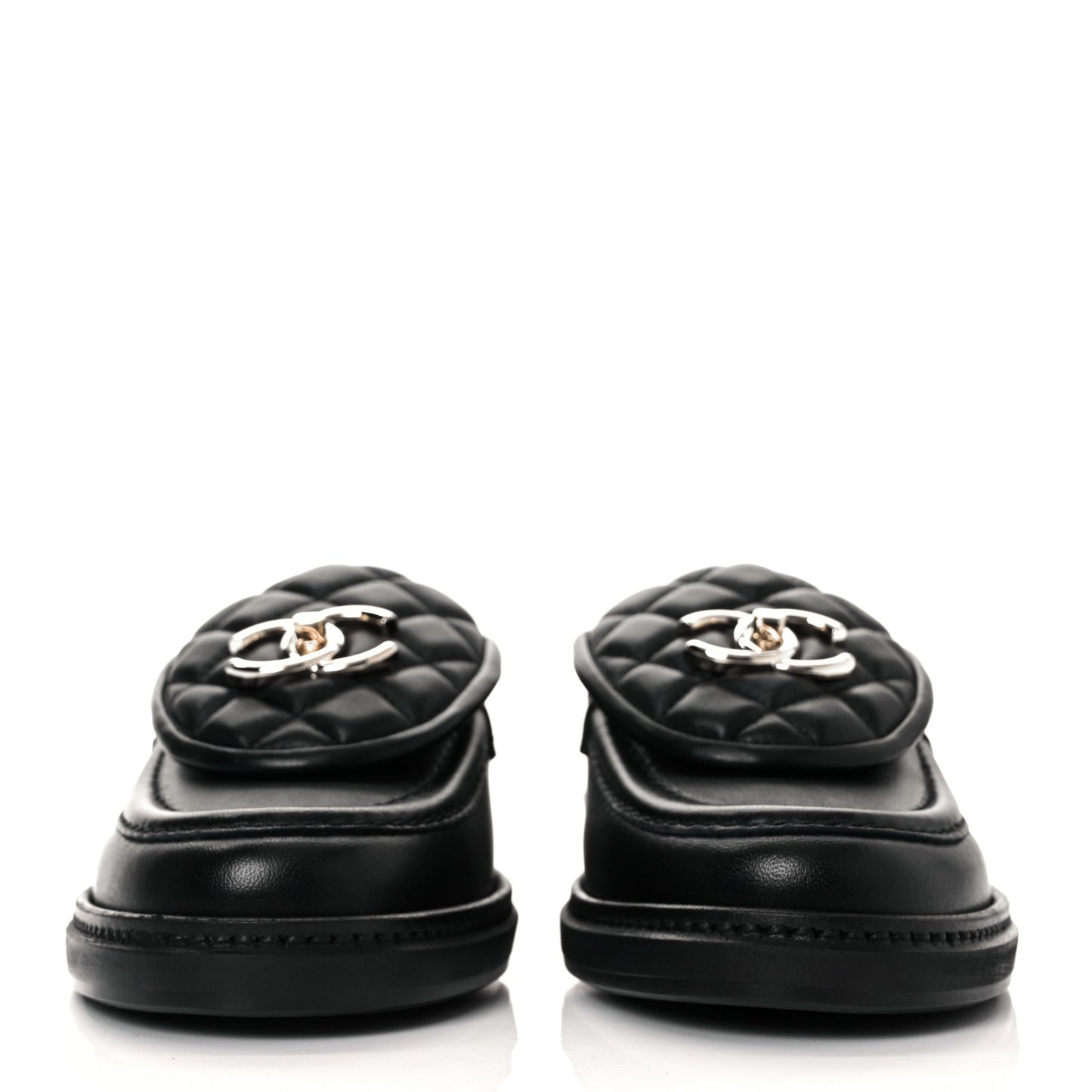 Lambskin Quilted CC Turnlock Loafers 36 Black