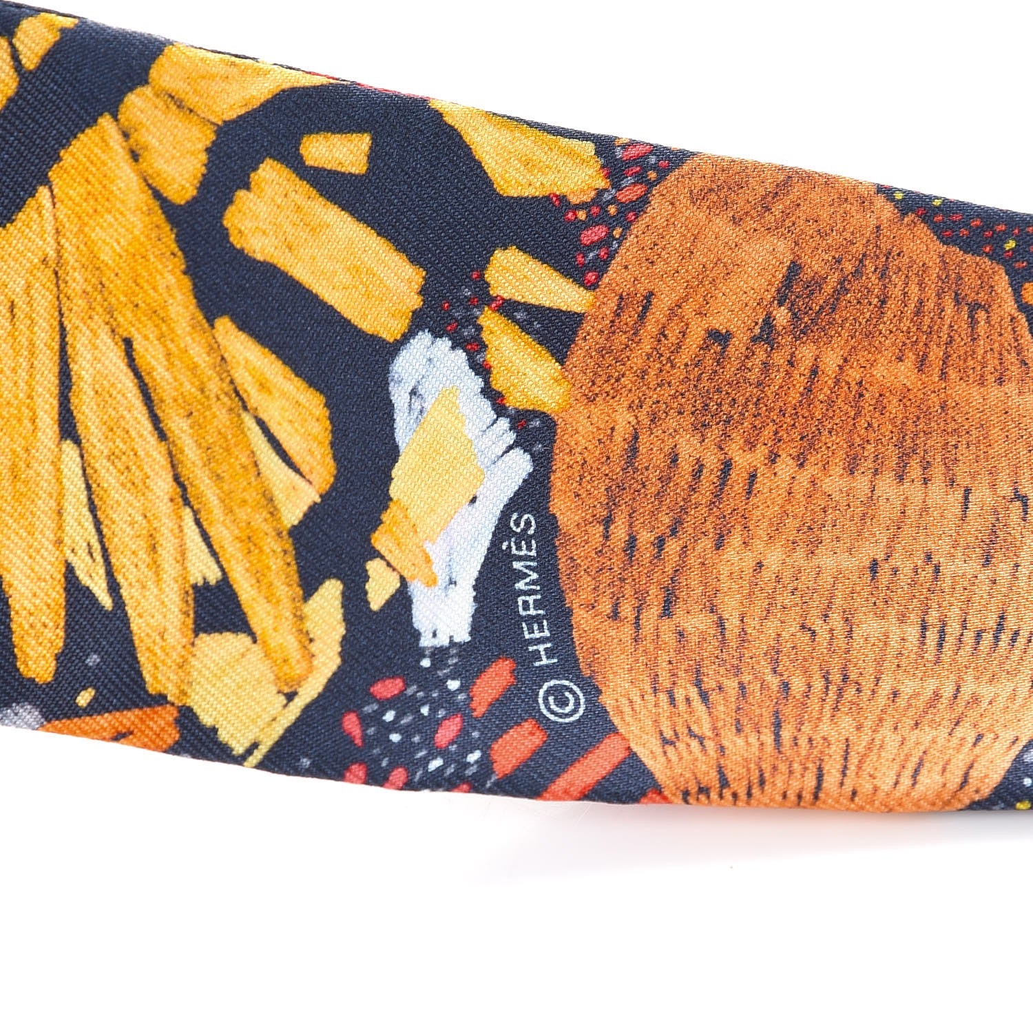Hermes Silk Chacun Fait Son Nid Twilly Orange Marine Rouge 4 of 5