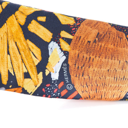 Hermes Silk Chacun Fait Son Nid Twilly Orange Marine Rouge 4 of 5
