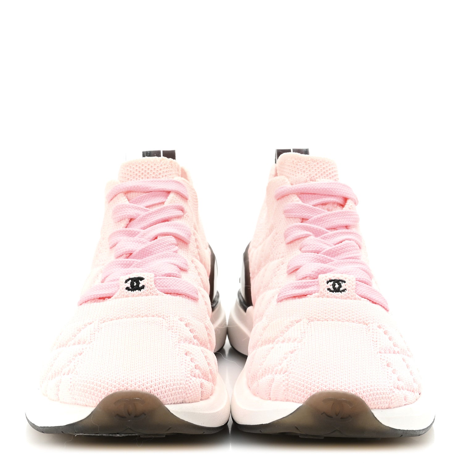 Chanel Mixed Fibers Quilted Womens CC Sneakers 37 Light Pink 3 of 9