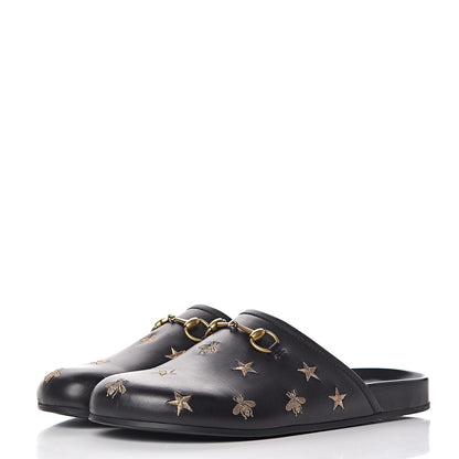 Gucci Calfskin Bee Star Embroidered Mens Horsebit River Slippers 11 Black 3 of 8