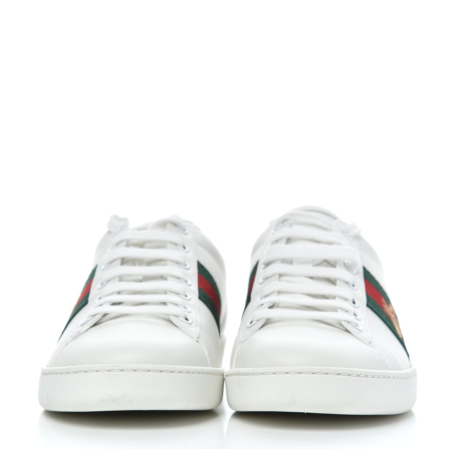 Calfskin Ayers Bee Embroidered Womens Ace Sneakers 37.5 White Green