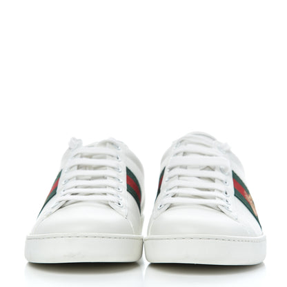 Gucci Calfskin Ayers Bee Embroidered Womens Ace Sneakers 37.5 White Green 2 of 16