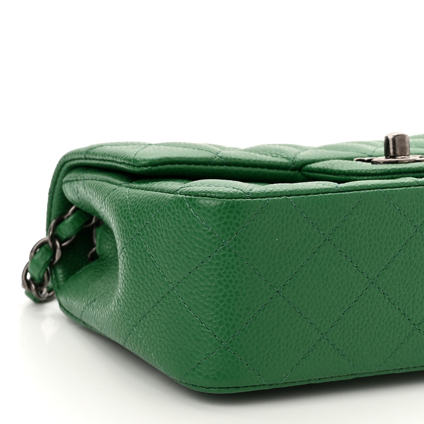 Caviar Quilted Mini Rectangular Flap Green