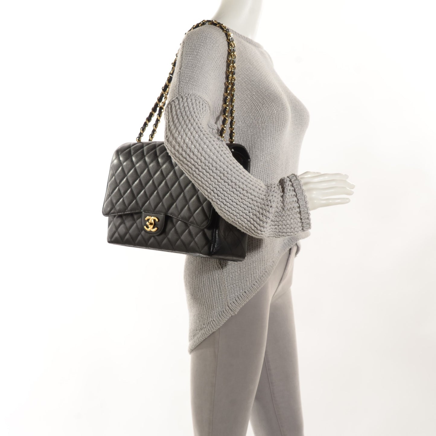 Caviar Quilted Maxi Double Flap Black