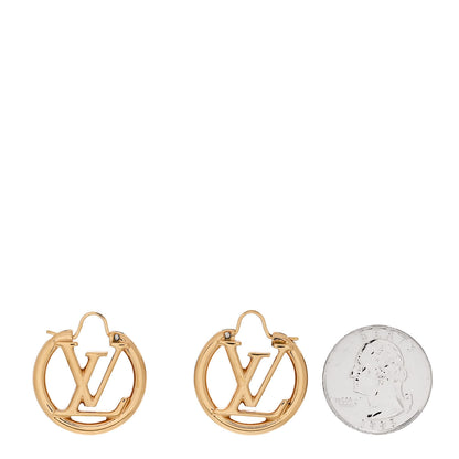 Louis Vuitton Metal Small Louise Hoop Earrings Gold 2 of 5