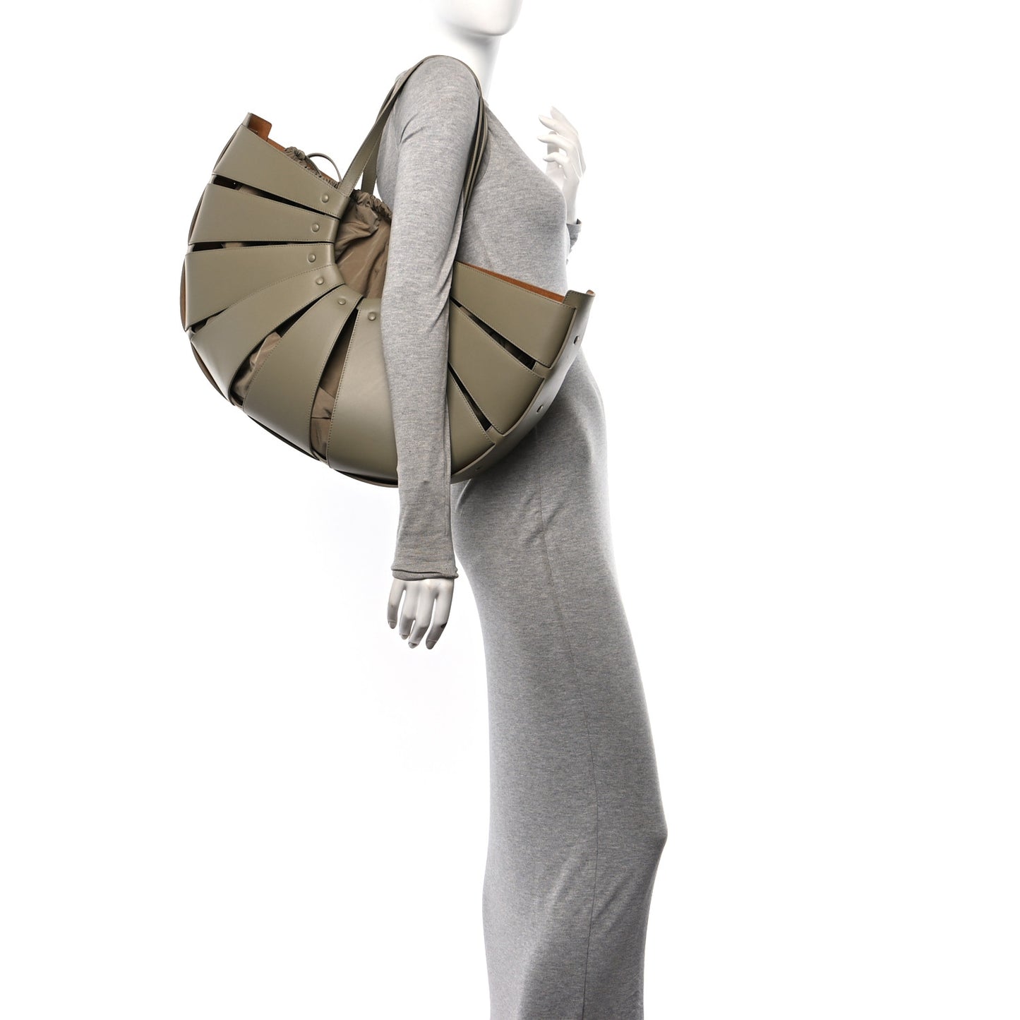 French Calfskin Large Shell Bag Taupe