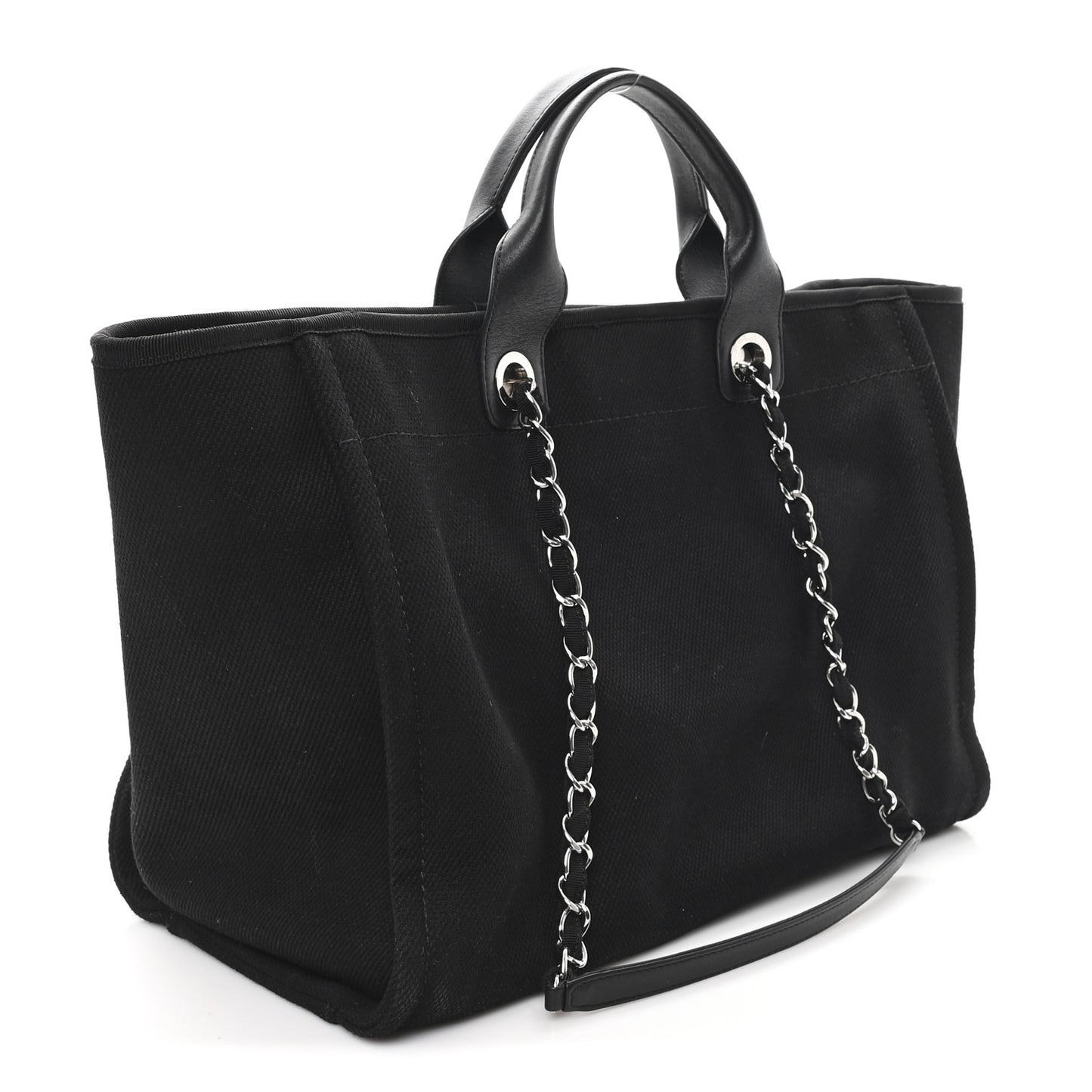 Canvas Pearl Medium Deauville Tote Black
