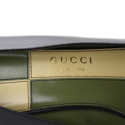 Gucci Malaga Kid Half Moon GG Square Toe Pumps 38 Black 7 of 11
