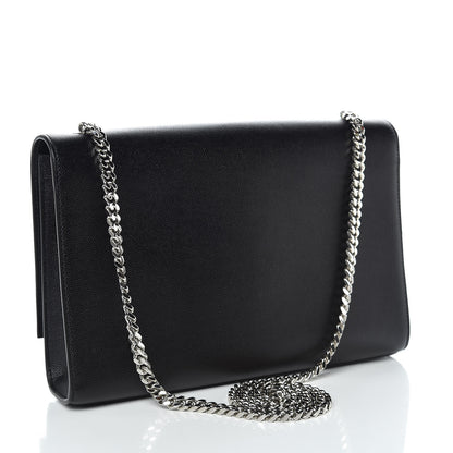 Saint Laurent Grain De Poudre Large Classic Monogram Kate Satchel Black 3 of 8