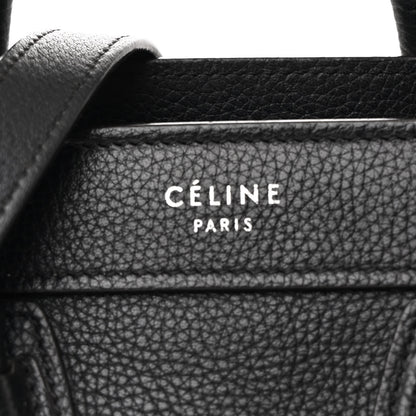 Celine Drummed Calfskin Nano Luggage Black 9 of 13
