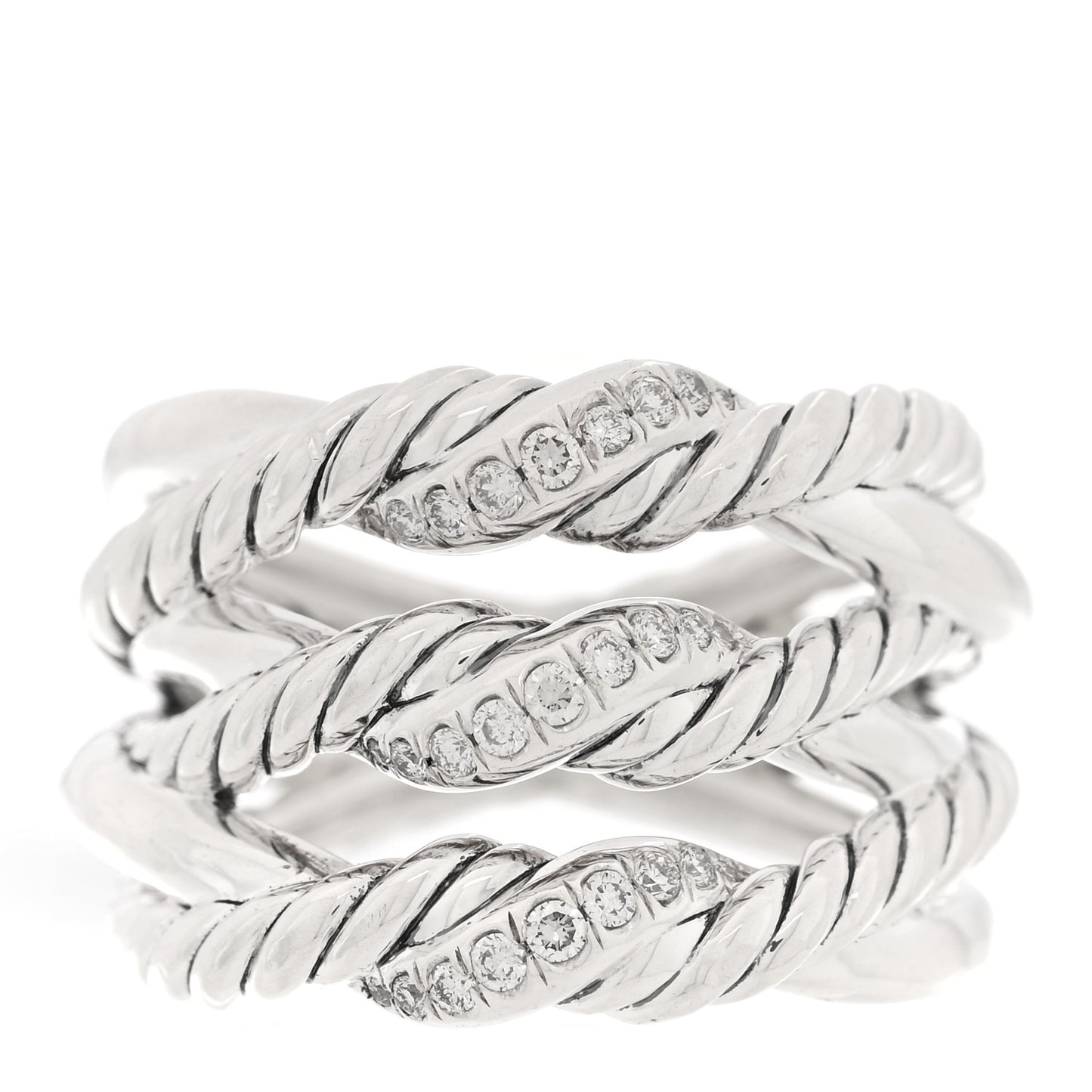 Sterling Silver Diamond Continuance Three-Row Ring 56 7.5
