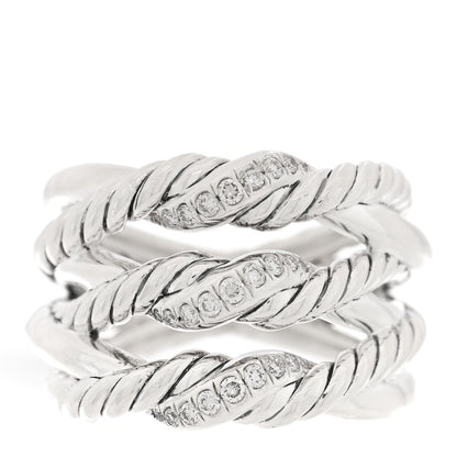 David Yurman Sterling Silver Diamond Continuance Three-Row Ring 56 7.5 1 of 4