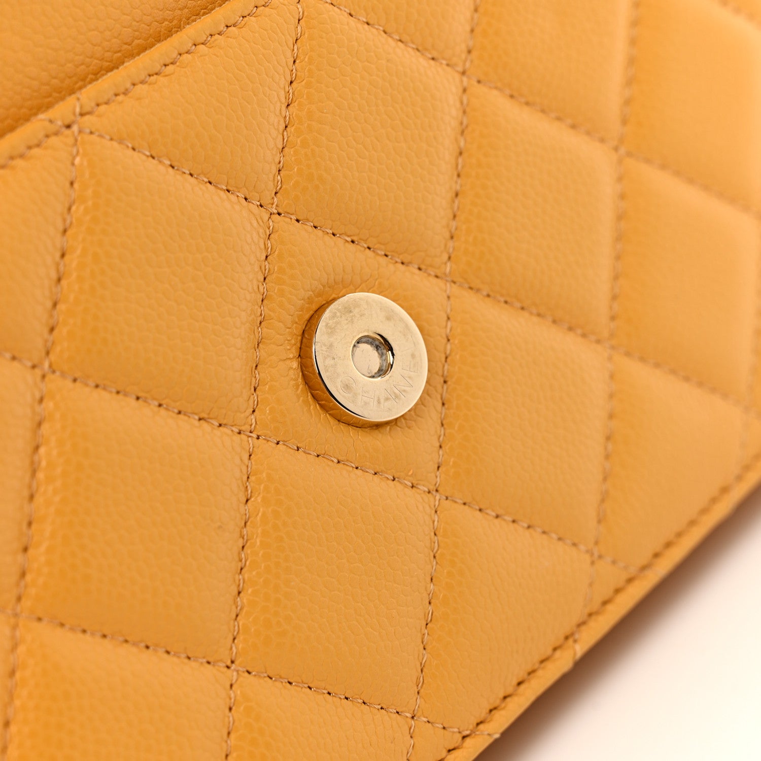 Chanel Caviar Quilted Wallet on Chain WOC Yellow 13 of 15