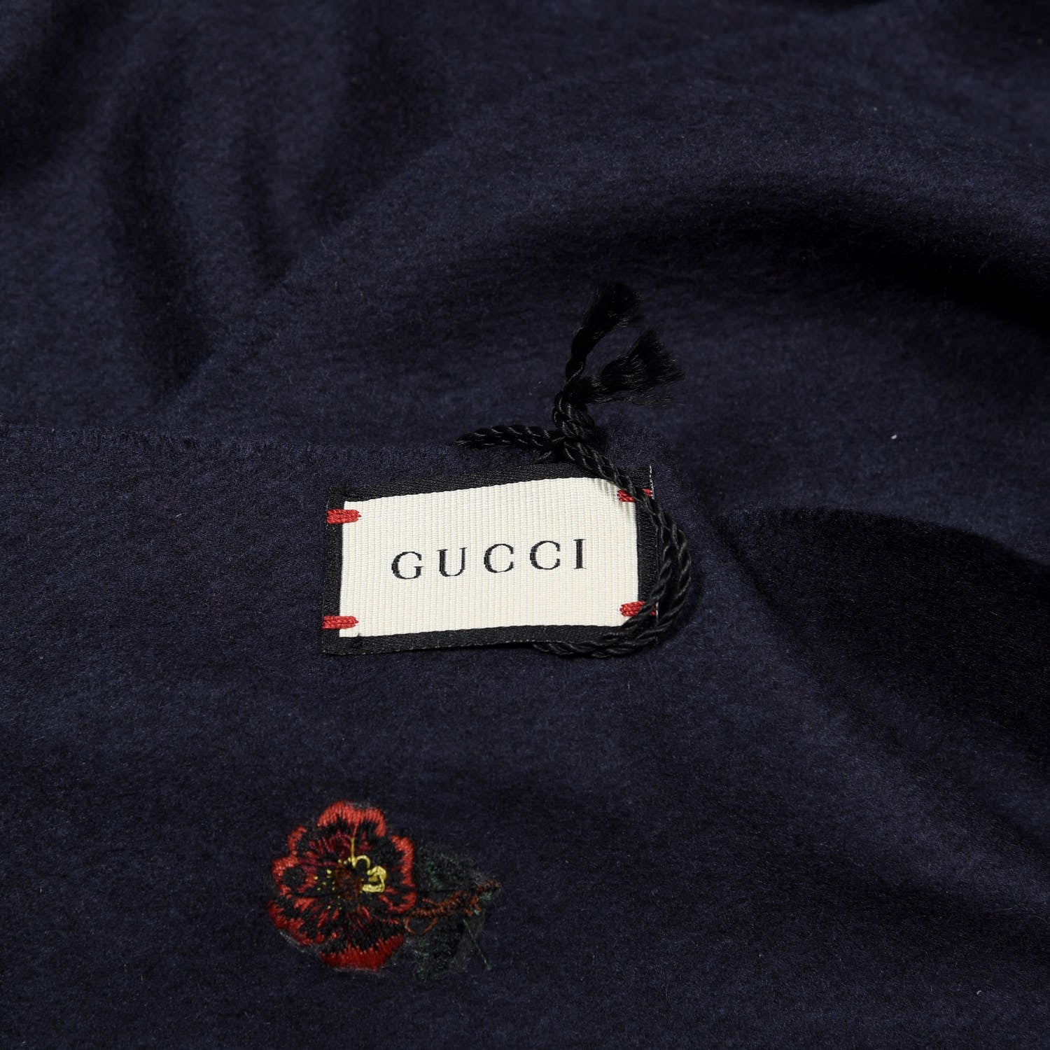 Gucci Silk Cashmere Soft Mixer Fringe Scarf Midnight Blue 5 of 5