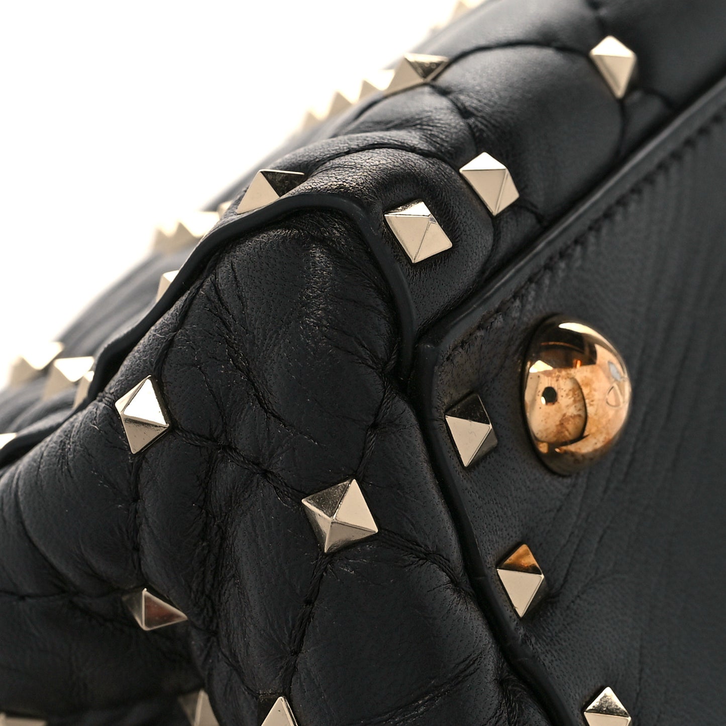 Lambskin Rockstud Spike Duffle Bag Black