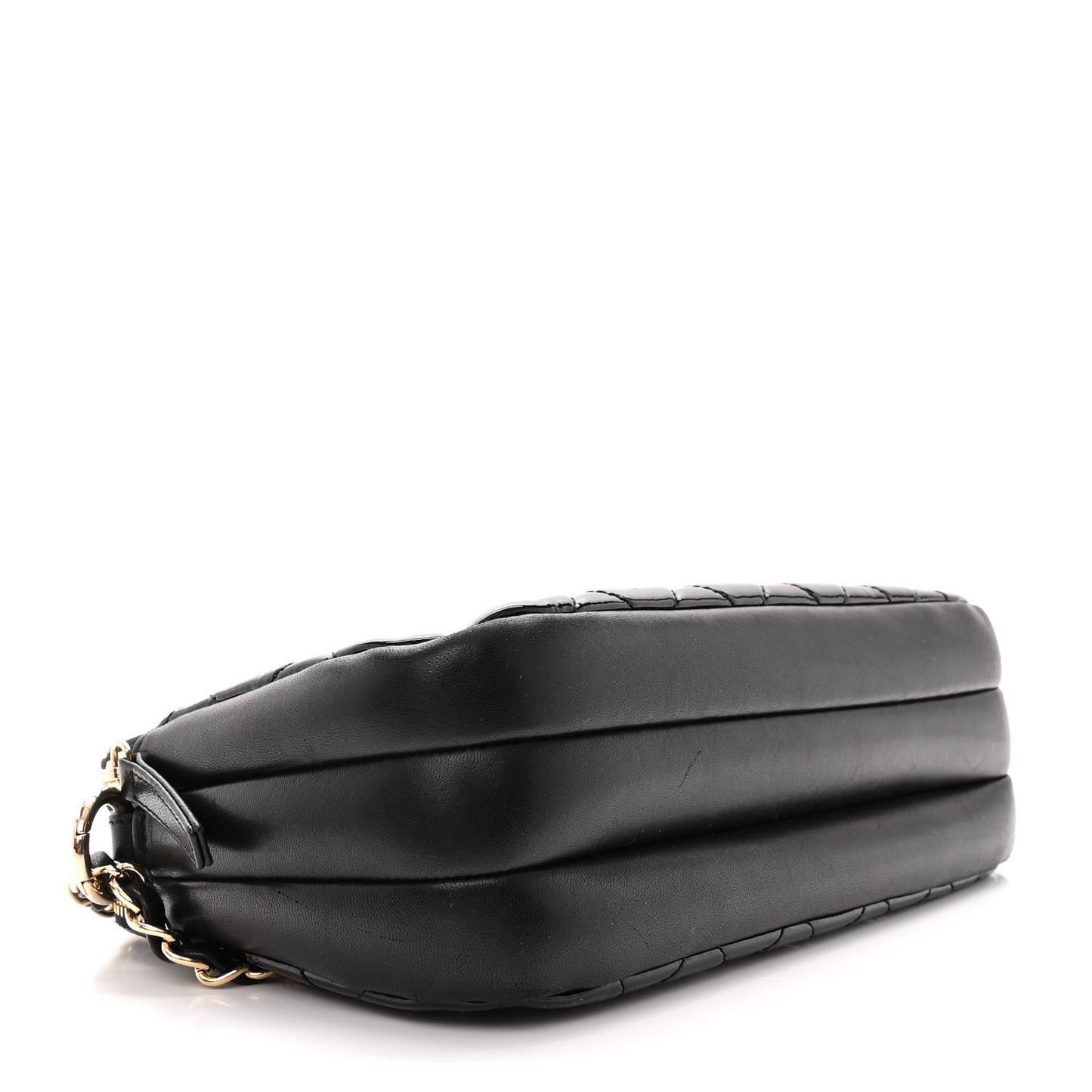 Patent Quilted Crown CC Double Zip Bag Black