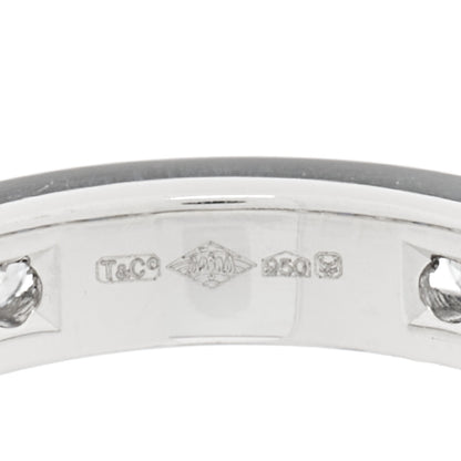 Tiffany Platinum Diamond Blue Sapphire Eternity Band Ring 48 4.5 5 of 6