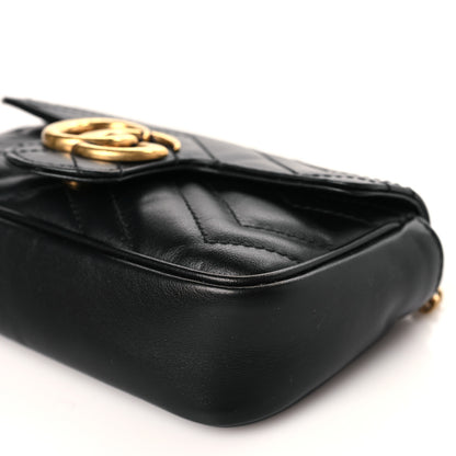 Gucci Calfskin Matelasse Super Mini GG Marmont Shoulder Bag Black 9 of 10