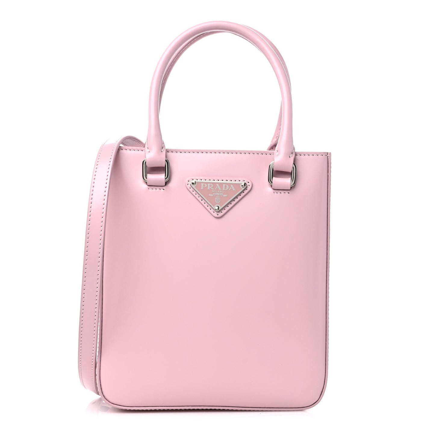 Spazzolato Triangle Small Double Handle Crossbody Tote Alabastro