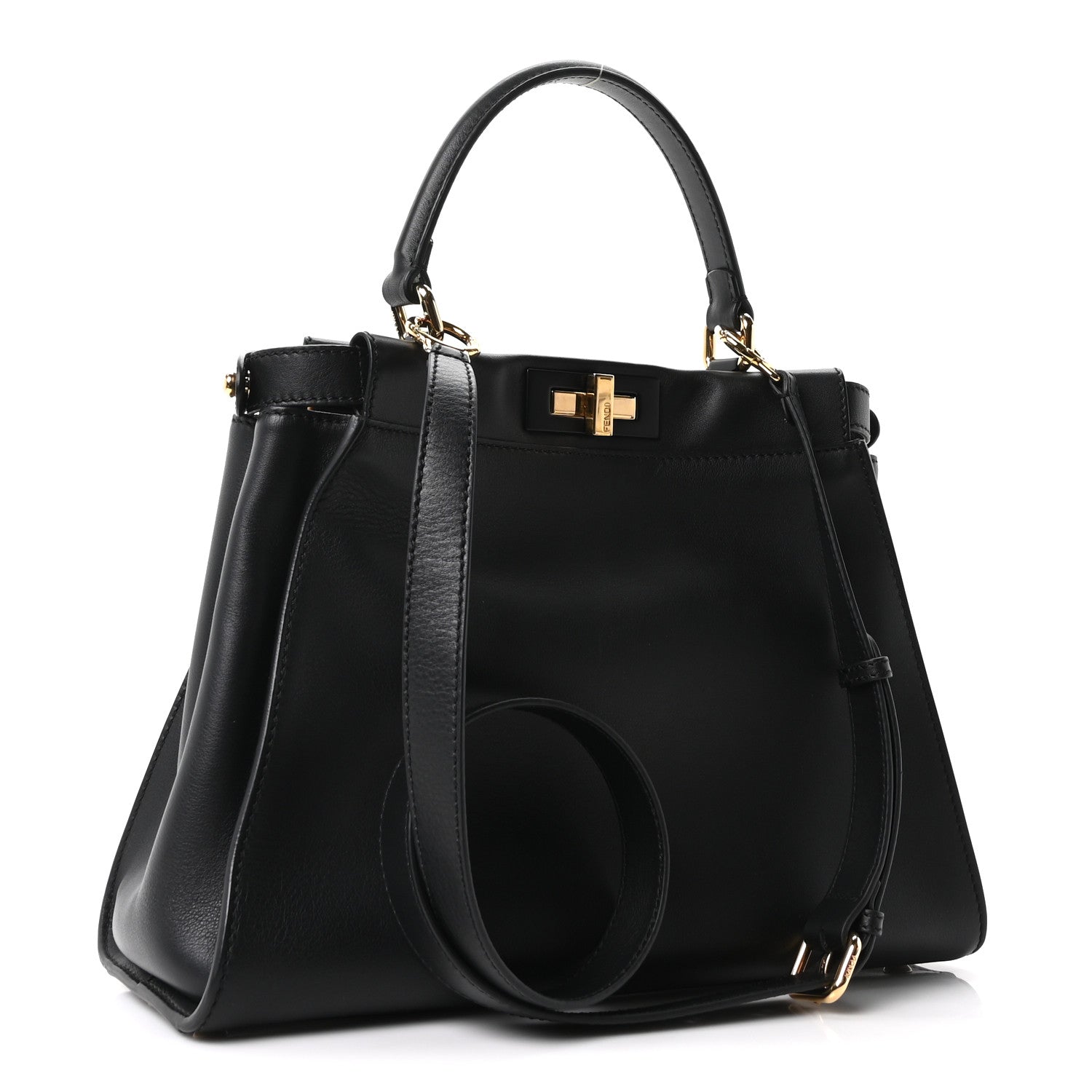 Fendi Calfskin Velvet Fun Fair Medium Peekaboo Iconic Satchel Black Tobacco Multicolor 2 of 9