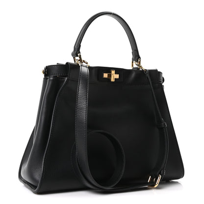 Fendi Calfskin Velvet Fun Fair Medium Peekaboo Iconic Satchel Black Tobacco Multicolor 2 of 9