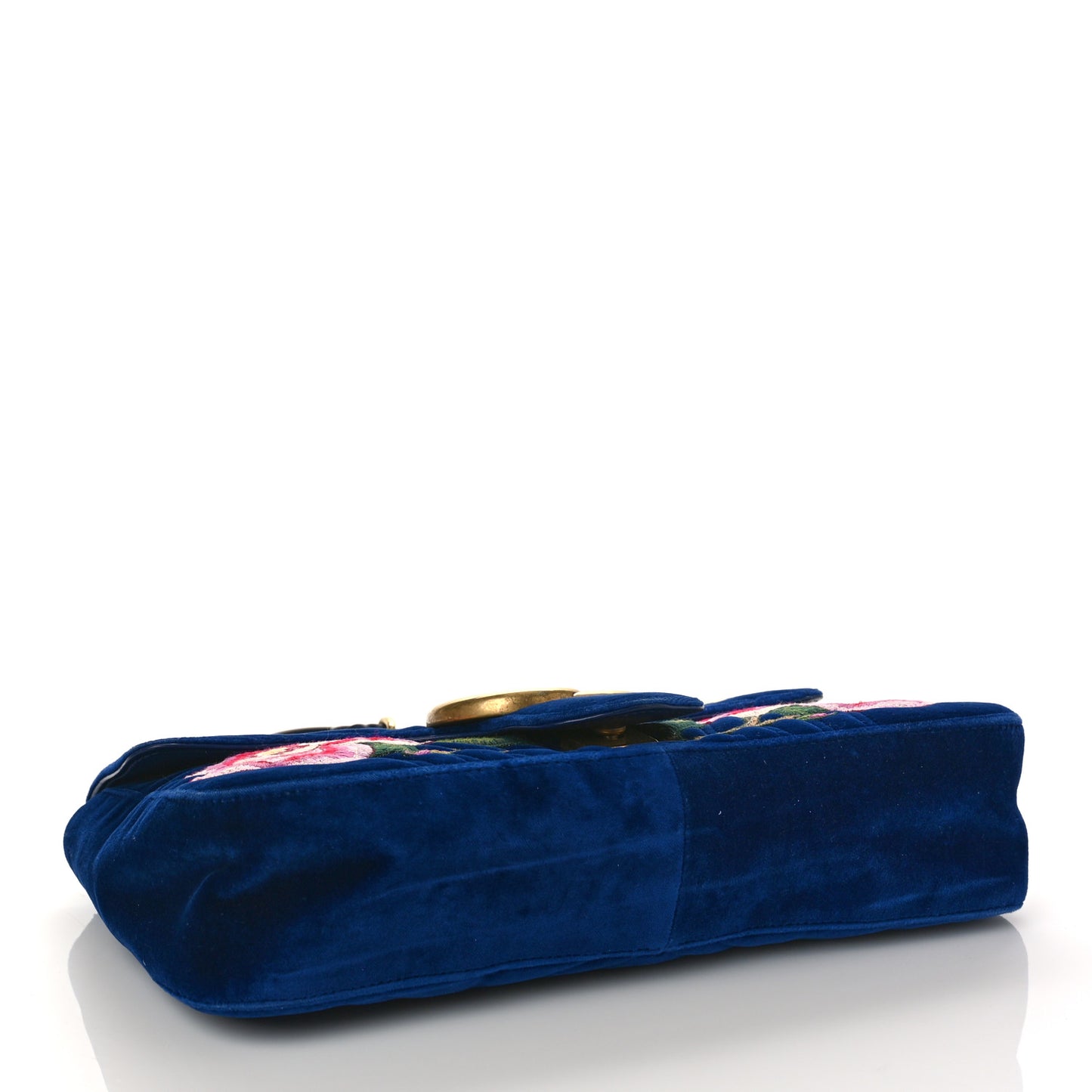 Velvet Matelasse Modern Embroidered Medium GG Marmont Shoulder Bag Cobalt
