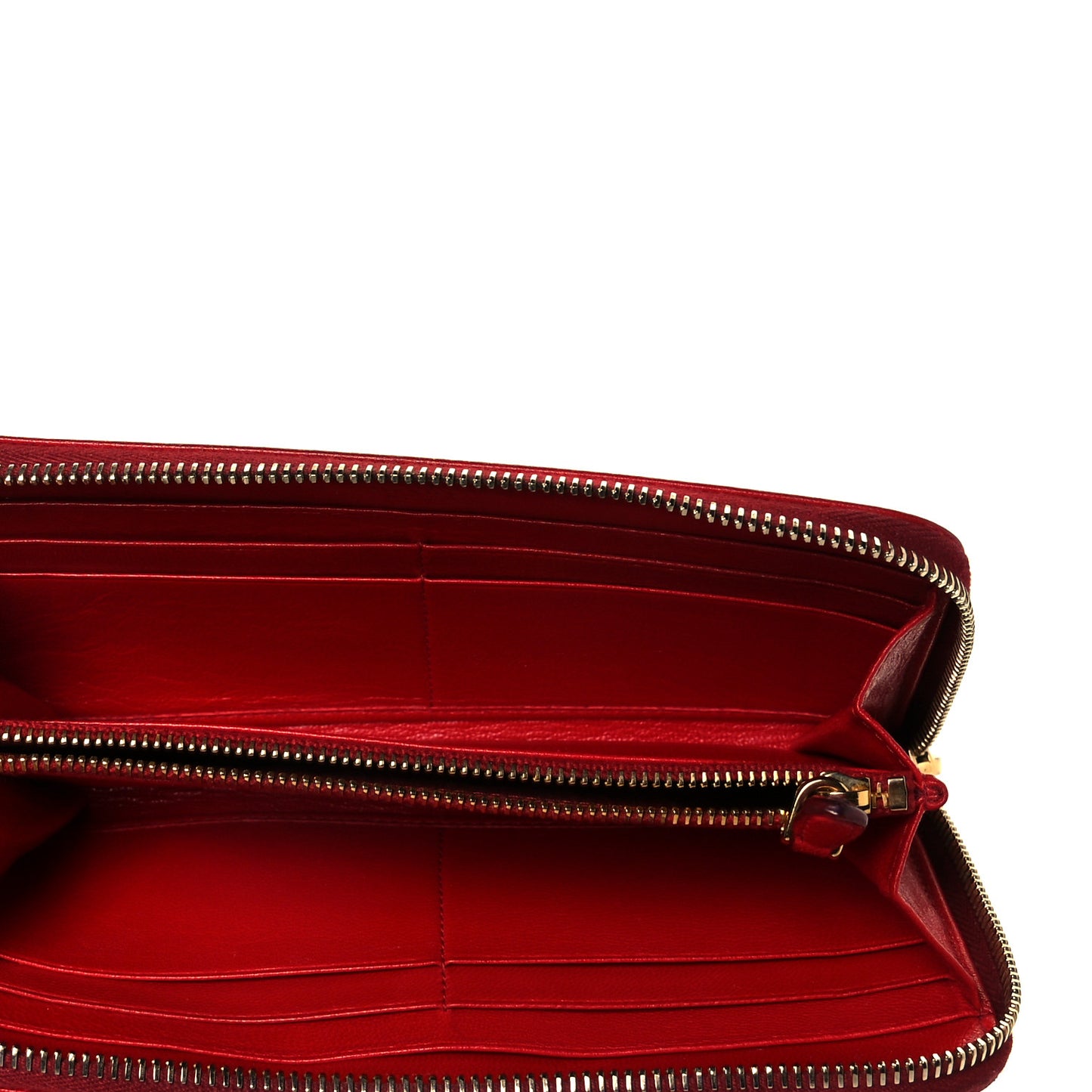 Vitello Daino Metal Zip Around Wallet Rosso