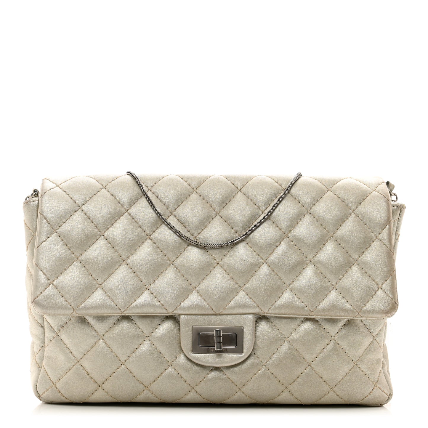 Metallic Lambskin Quilted Snake Chain 2.55 Reissue Flap Silver