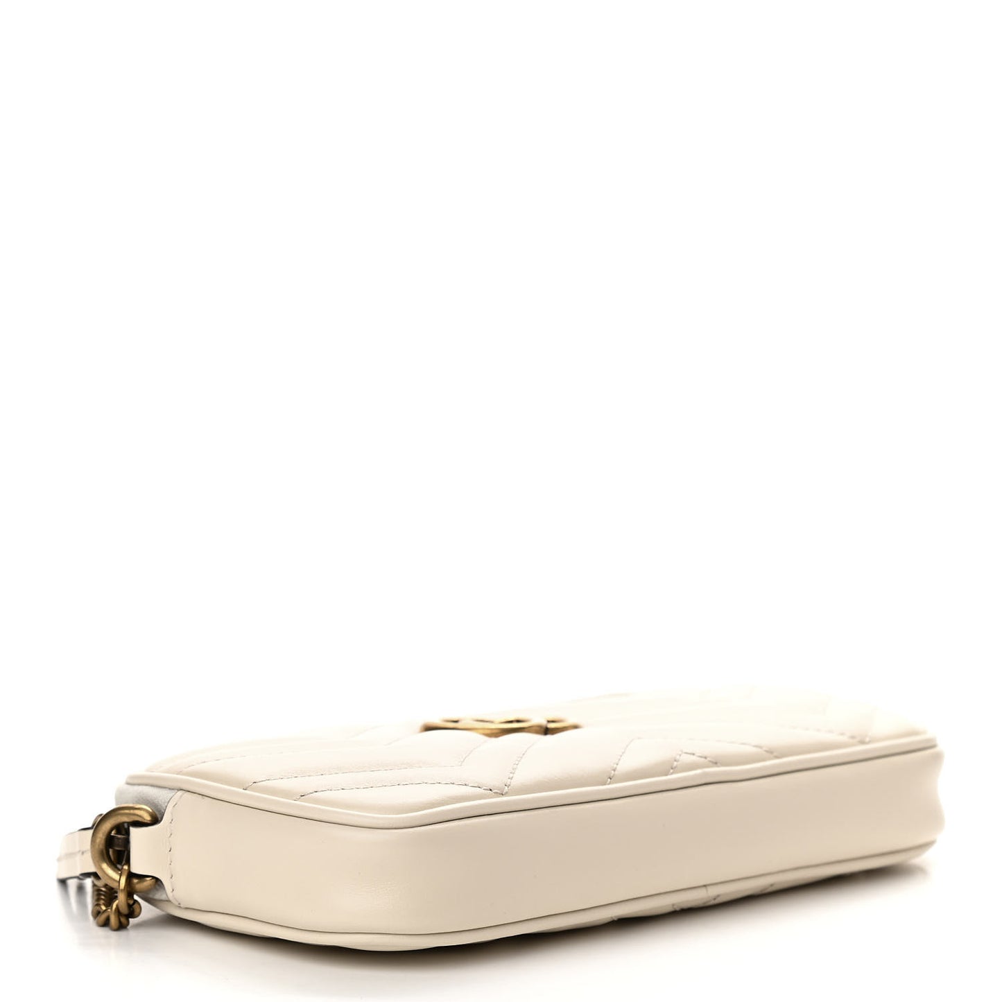 Calfskin Matelasse Mini GG Marmont Chain Crossbody Bag White