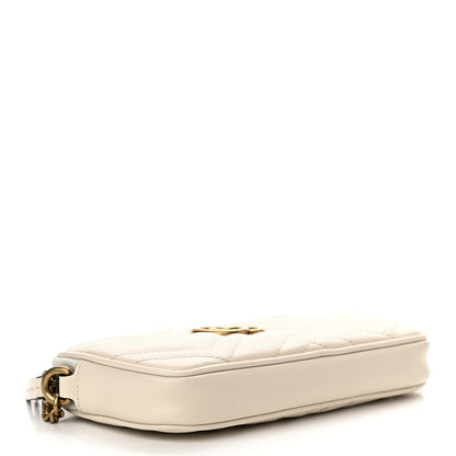 Gucci Calfskin Matelasse Mini GG Marmont Chain Crossbody Bag White 4 of 10