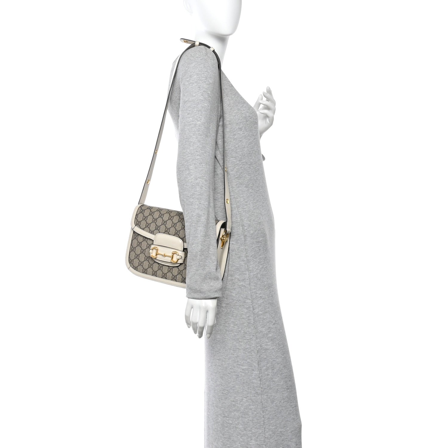 Gucci GG Supreme Monogram Horsebit 1955 Shoulder Bag Beige Mystic White 2 of 13