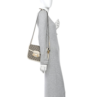 Gucci GG Supreme Monogram Horsebit 1955 Shoulder Bag Beige Mystic White 2 of 13