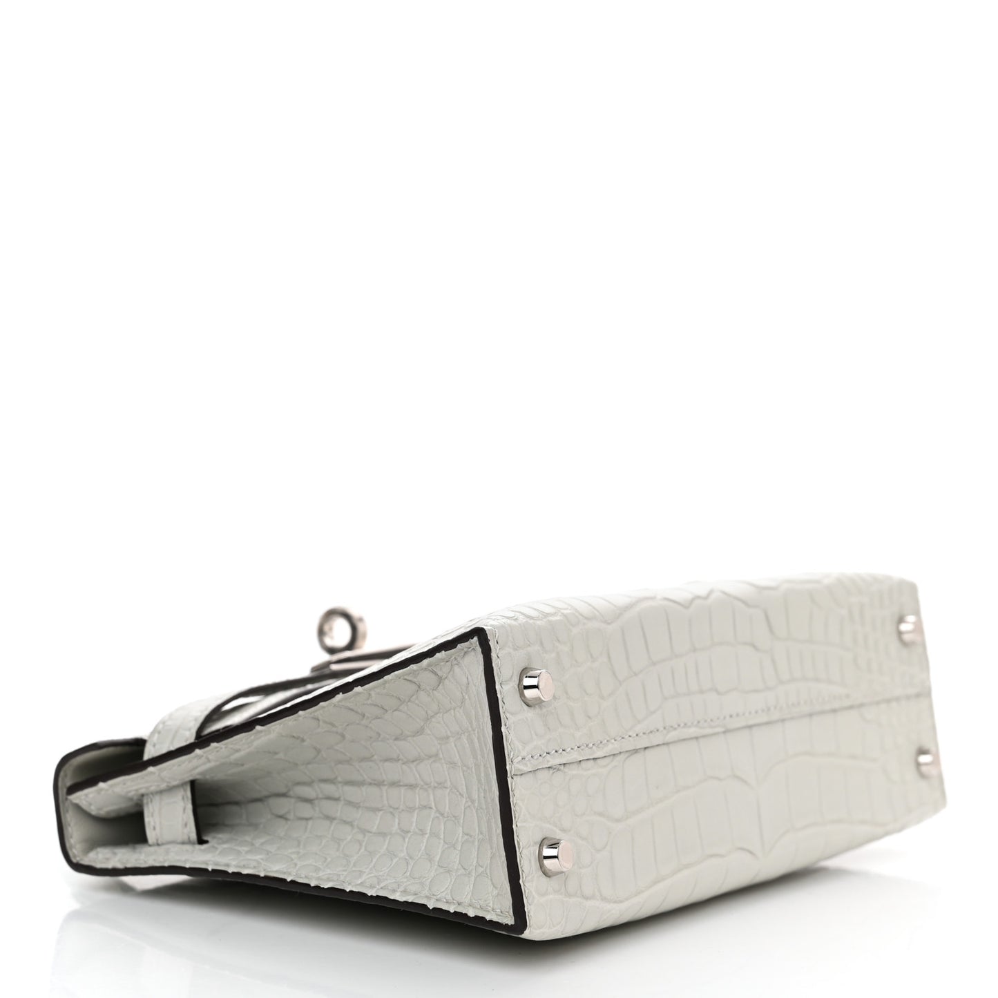 Matte Alligator Mini Kelly Sellier 20 Gris Neve