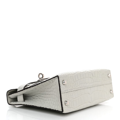 Hermes Matte Alligator Mini Kelly Sellier 20 Gris Neve 3 of 9