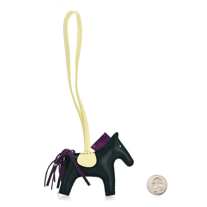Hermes Milo Lambskin Grigri Rodeo Horse Bag Charm PM Vert Cypress Violet Jaune Milton 2 of 3