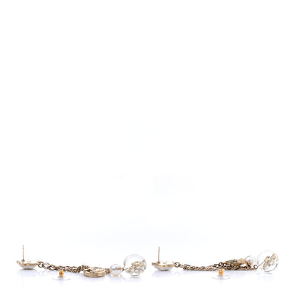 Chanel Crystal Pearl Resin CC Star Dangle Earrings Gold 3 of 4