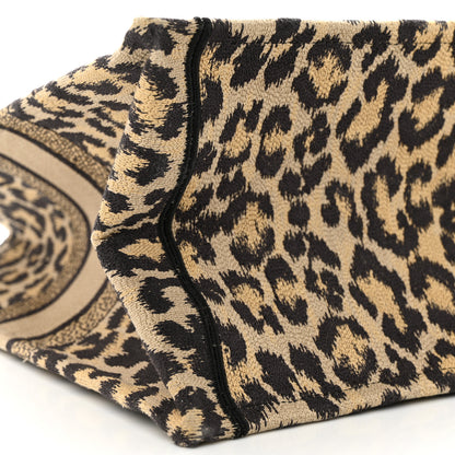 Christian Dior Canvas Mizza Embroidered Large Leopard Book Tote Beige 9 of 11