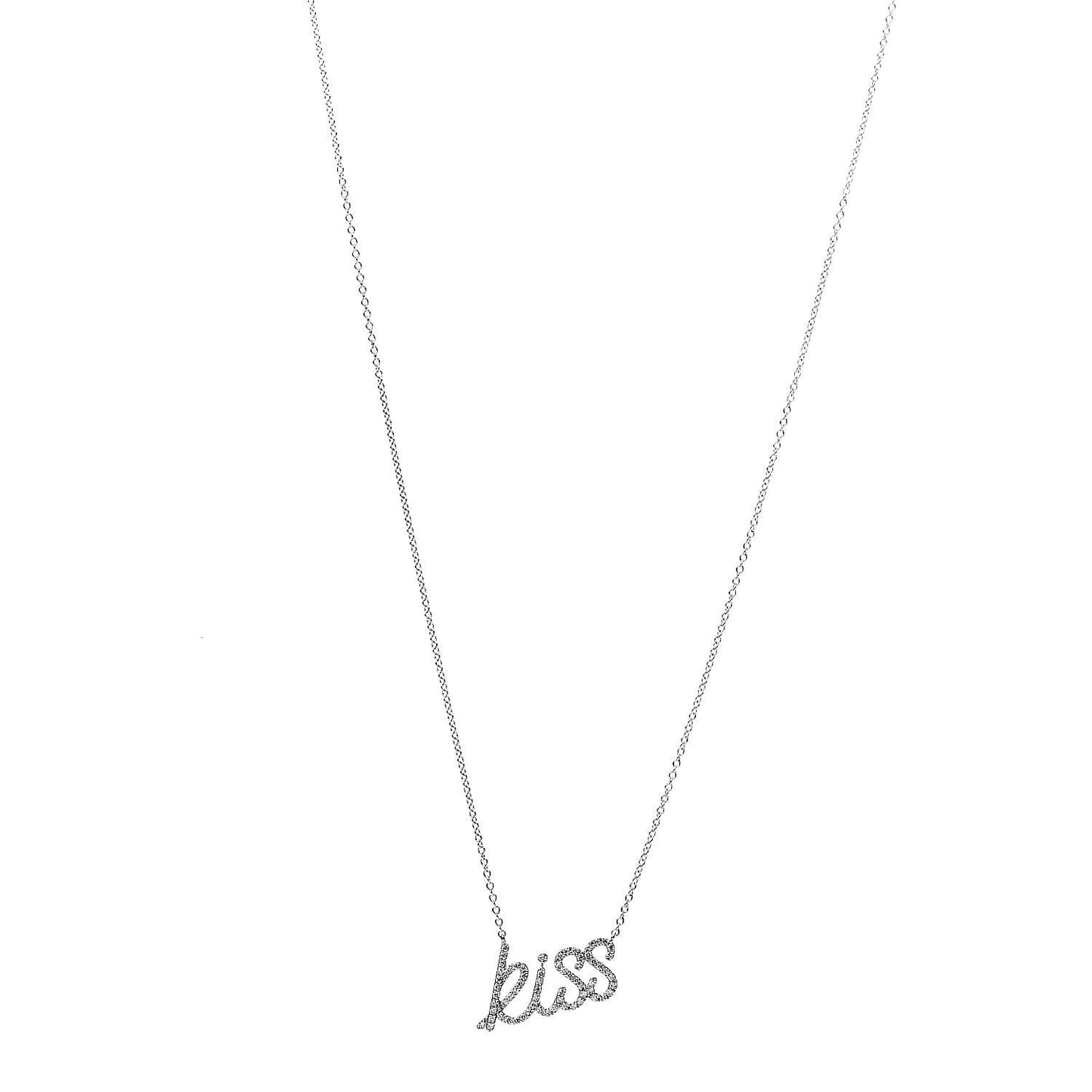 18K White Gold Diamond Small Paloma's Graffiti Kiss Pendant Necklace