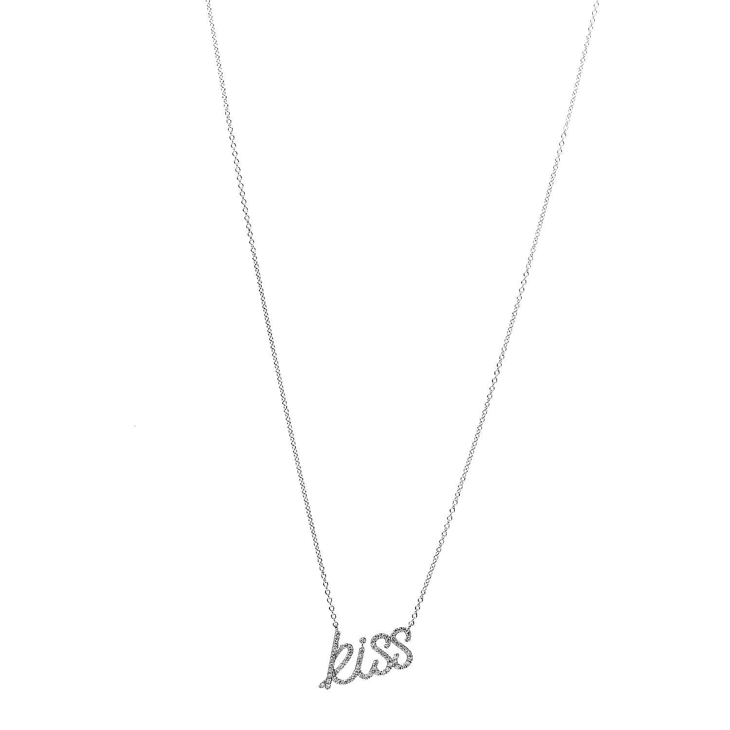 Tiffany 18K White Gold Diamond Small Paloma's Graffiti Kiss Pendant Necklace 1 of 6
