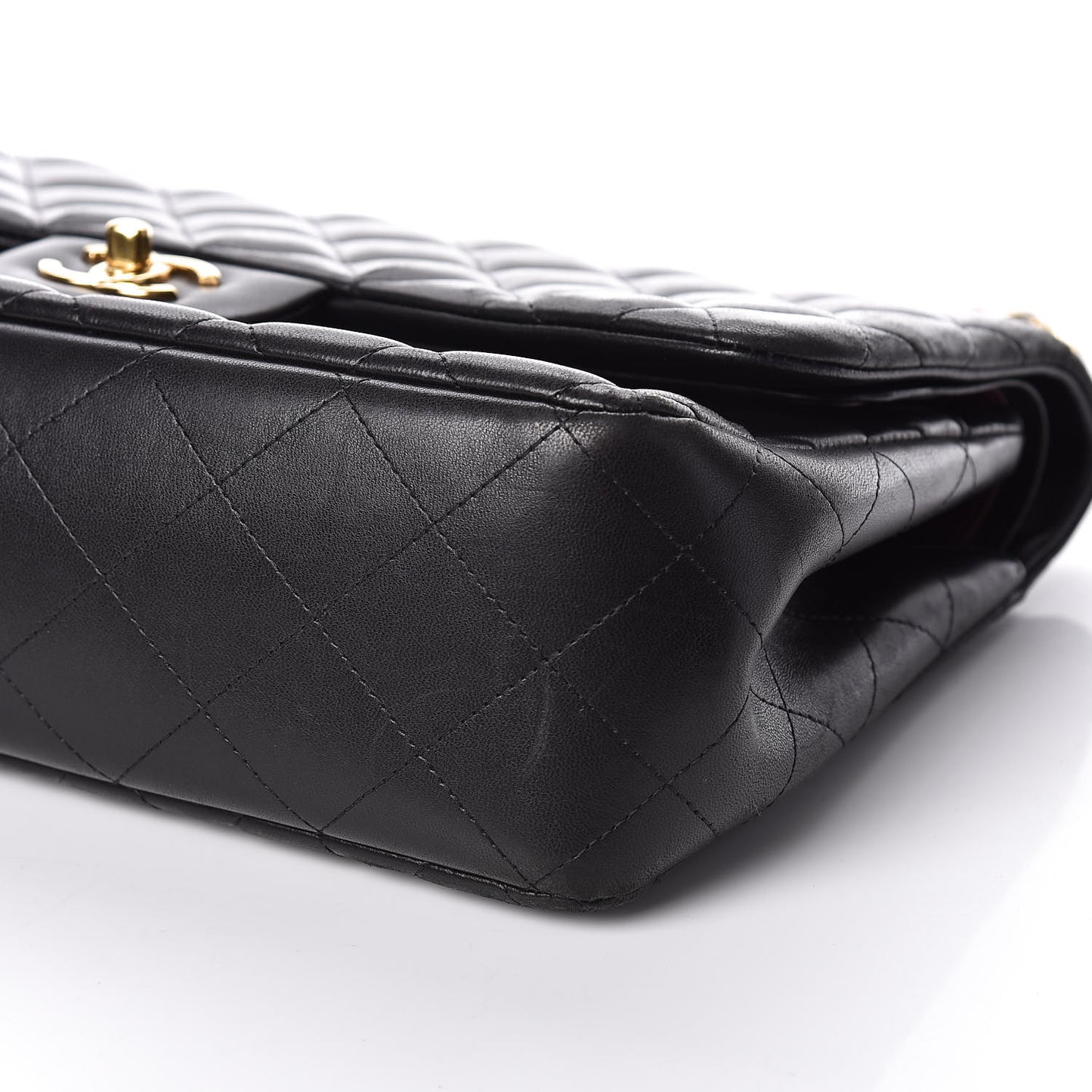 Lambskin Quilted Jumbo Double Flap Black